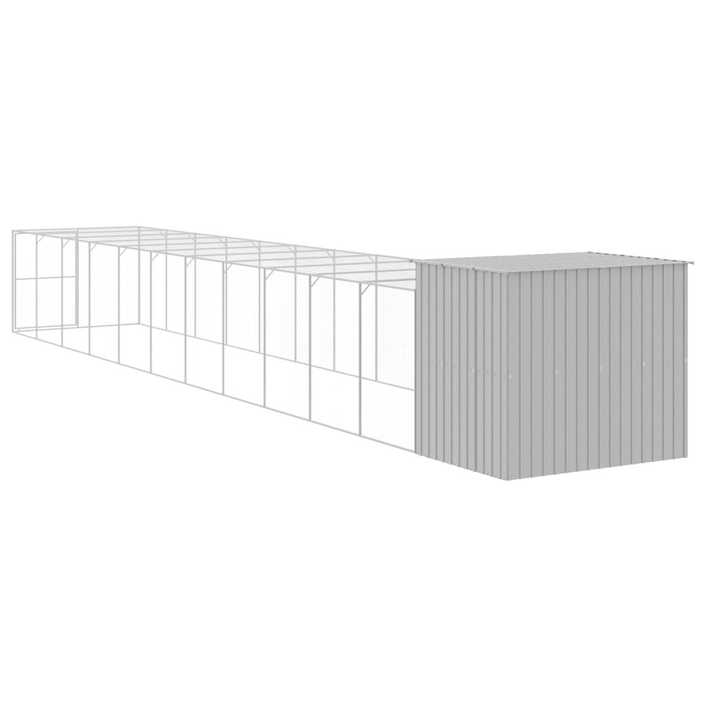vidaXL Caseta perros corral acero galvanizado gris claro 214x865x181cm, , large Imagen numero 17