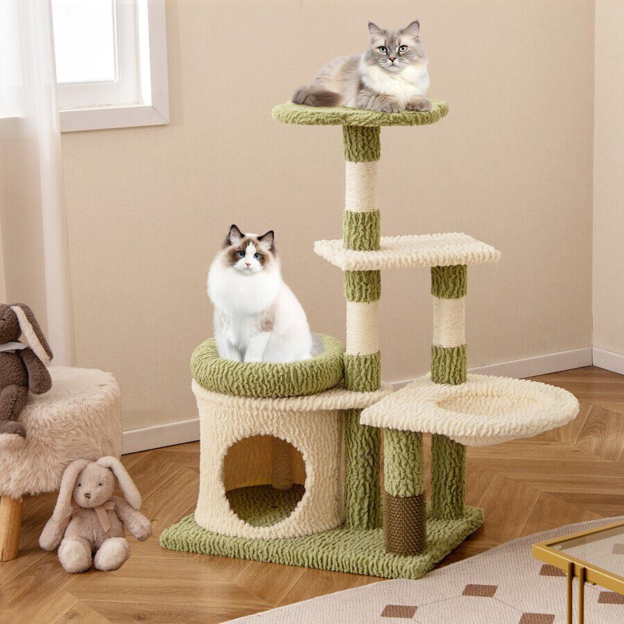 COSTWAY &Aacute;rbol para Gatos de 97 cm, Torre Multinivel Est&eacute;tica para Gatitos con Condo, Cama, Postes de Rascado de Sisal, Auto-Cepillo, Hamaca, Percha, Mobiliario de Escalada para Gatos de Interior &nbsp;, , large Imagen numero 3