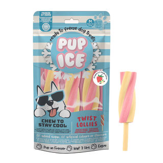HELADO snack para perro Polo Twist de FRESA y VAINILLA 3 uds (102g) x 9 bolsas PUP ICE