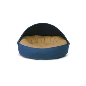 Gauty Cama Redonda azul oscuro y beige para Perros y Gatos  