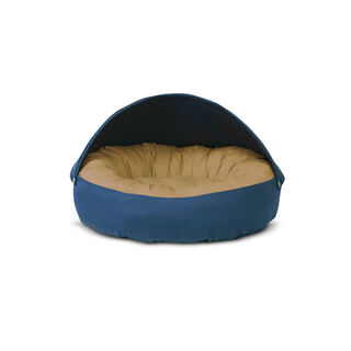 Gauty Cama Redonda azul oscuro y beige para Perros y Gatos  
