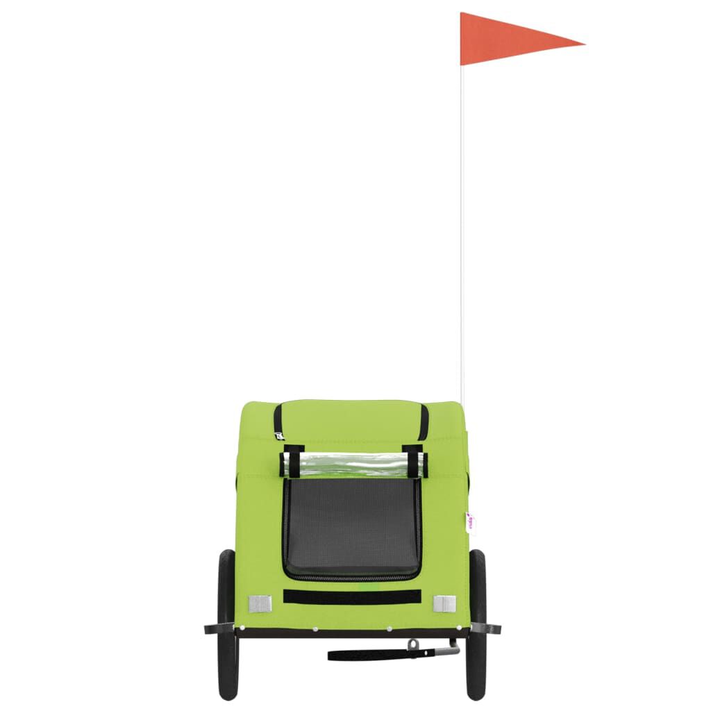 vidaXL Remolque de bicicleta para perros hierro y tela Oxford verde, , large Imagen numero 3