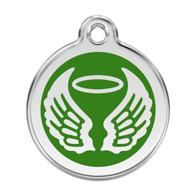Red Dingo Placa identificativa Acero Inoxidable Esmalte Alas Angel Verde para perros