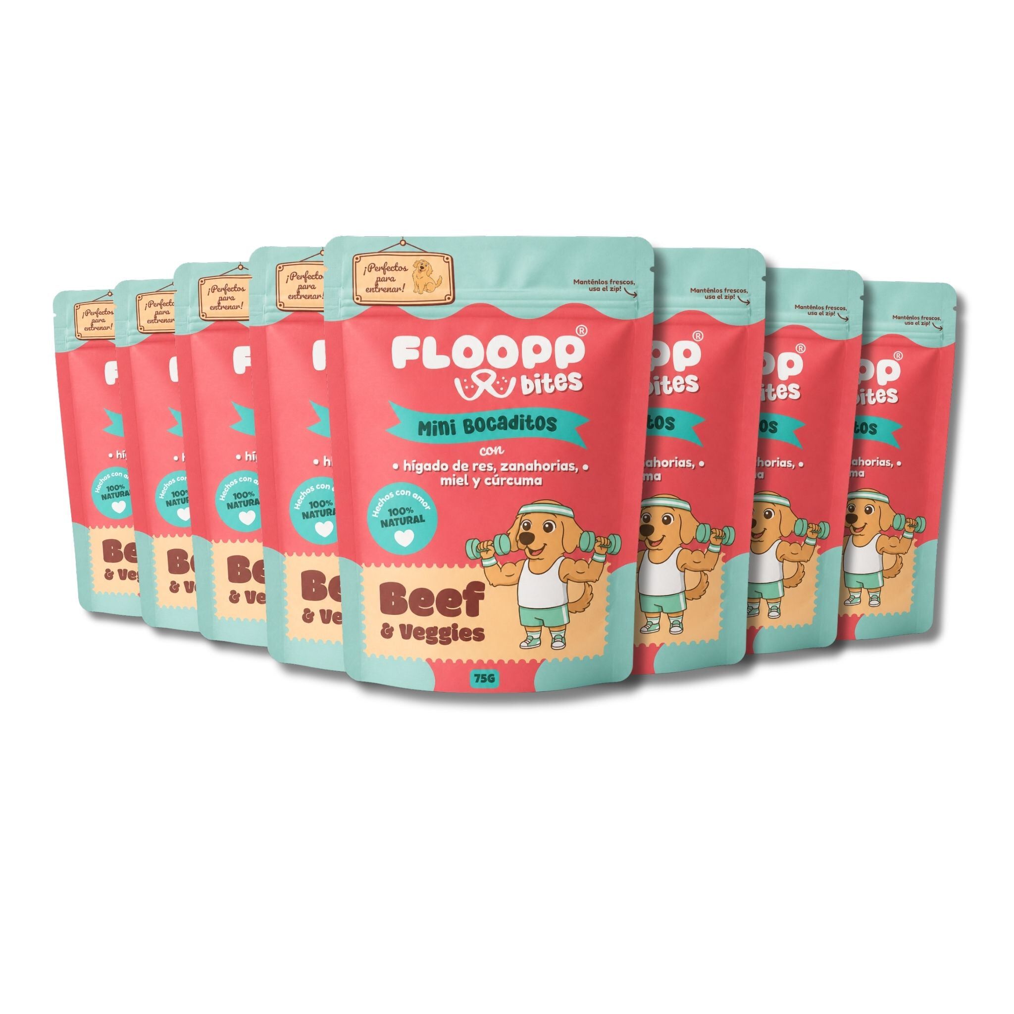 Floopp Bites Snacks Naturales para Perros &ndash; Pack 8 x 75 g (600 g), , large Imagen numero 1