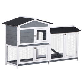 PawHut Conejera de Exterior Gris