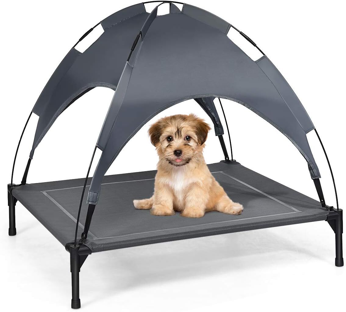 COSTWAY Cama para Perros con Toldo Extra&iacute;ble Tumbona de Jard&iacute;n para Perros Cama para Gatos Mascotas para C&eacute;sped Interno Externo (XL), , large Imagen numero 6