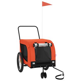 VidaXL Remolque de bicicleta hierro y tela Oxford naranja y negro para perros