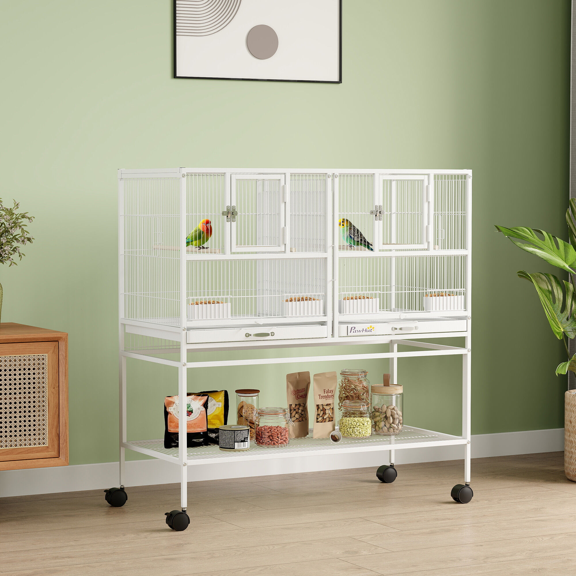 PawHut Jaula para P&aacute;jaros Blanco, , large Imagen numero 2