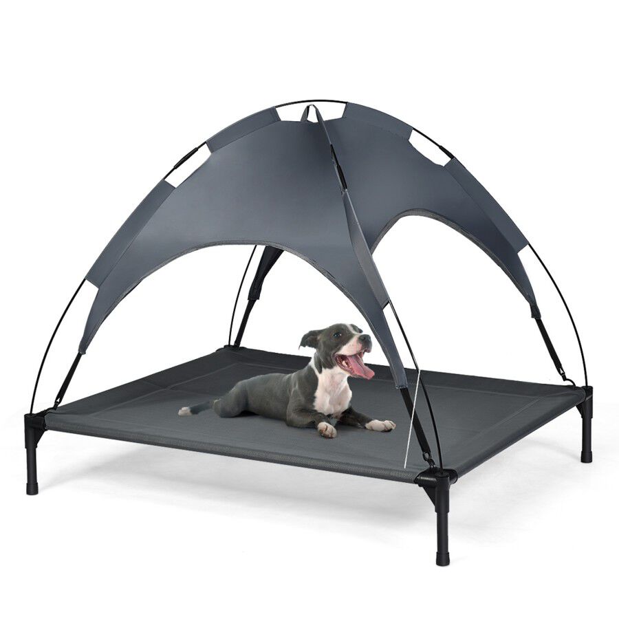 COSTWAY Cama para Perros con Toldo Extra&iacute;ble Tumbona de Jard&iacute;n para Perros Cama para Gatos Mascotas para C&eacute;sped Interno Externo (XL), , large Imagen numero 1