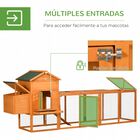 PawHut Gallinero de Madera 297,5x68x118 cm Jaula Grande para 3-6 Gallinas con Techo Asfáltico Corral de Metal Puerta de Pestillo Nido Bandeja Extraíble y Rampa Natural, , large image number null