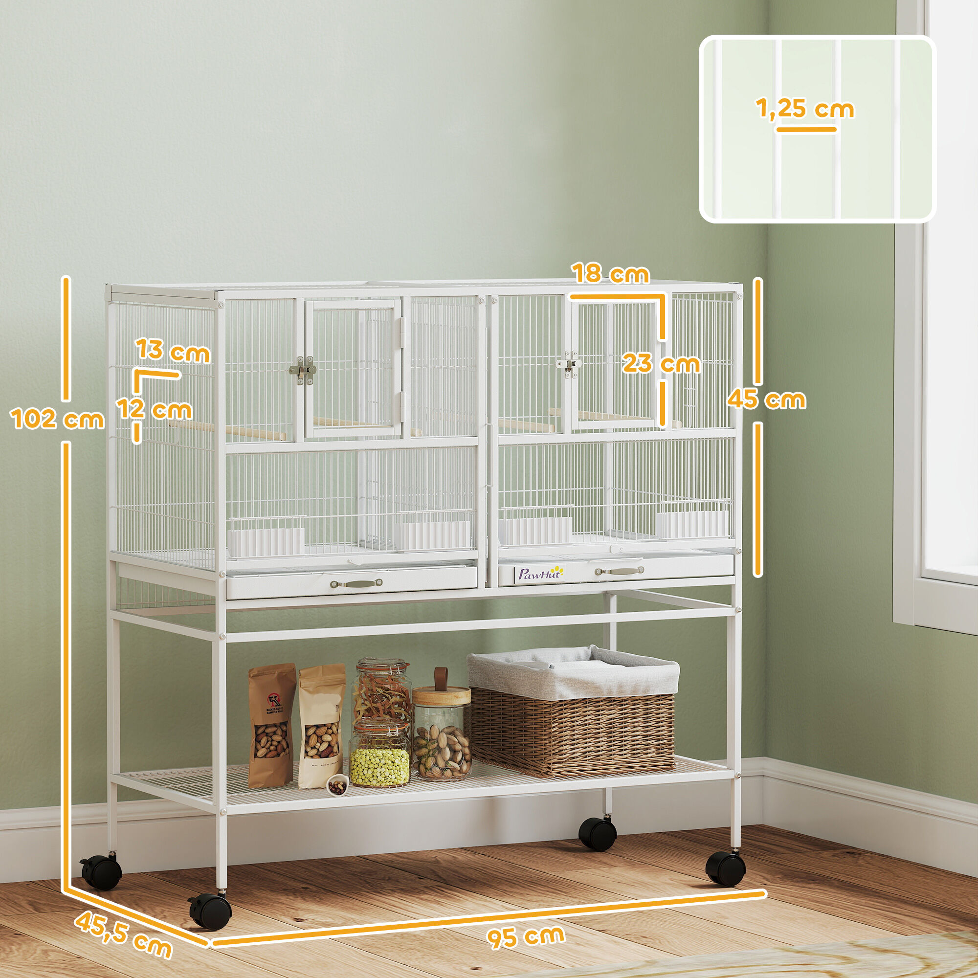 PawHut Jaula para P&aacute;jaros Blanco, , large Imagen numero 3