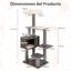 COSTWAY Árbol Multinivel para Gatos de 6 Niveles, Torre con Condominio de Cerca, Percha Superior Acolchada Desmontable, Postes Rascadores, Pompón Colgante con Campana (81 x 60 x 143 cm), , large indicador imagen numero 2