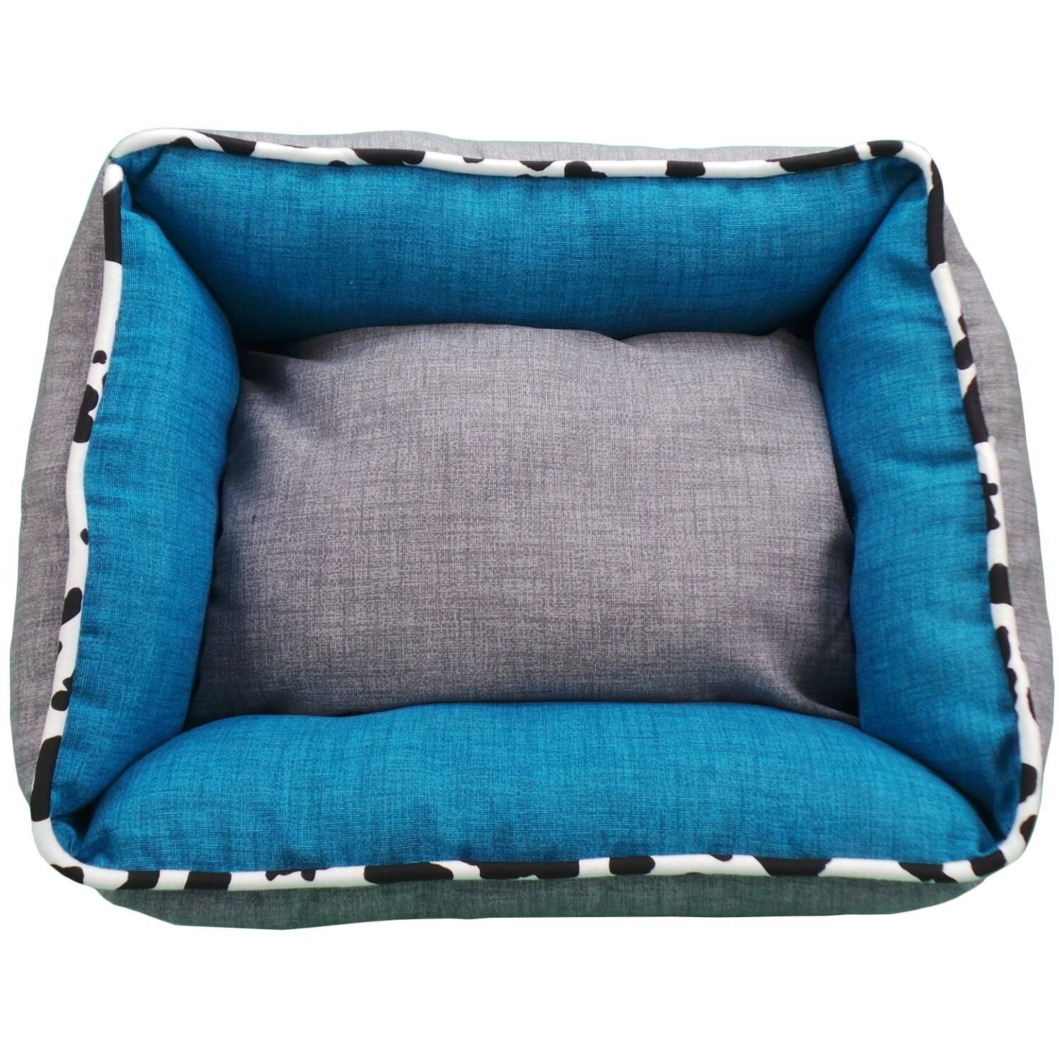 Cama Cuna Cuadrada Bicolor Reversible T2 55x45  Turquesa/Gris, , large Imagen numero 2