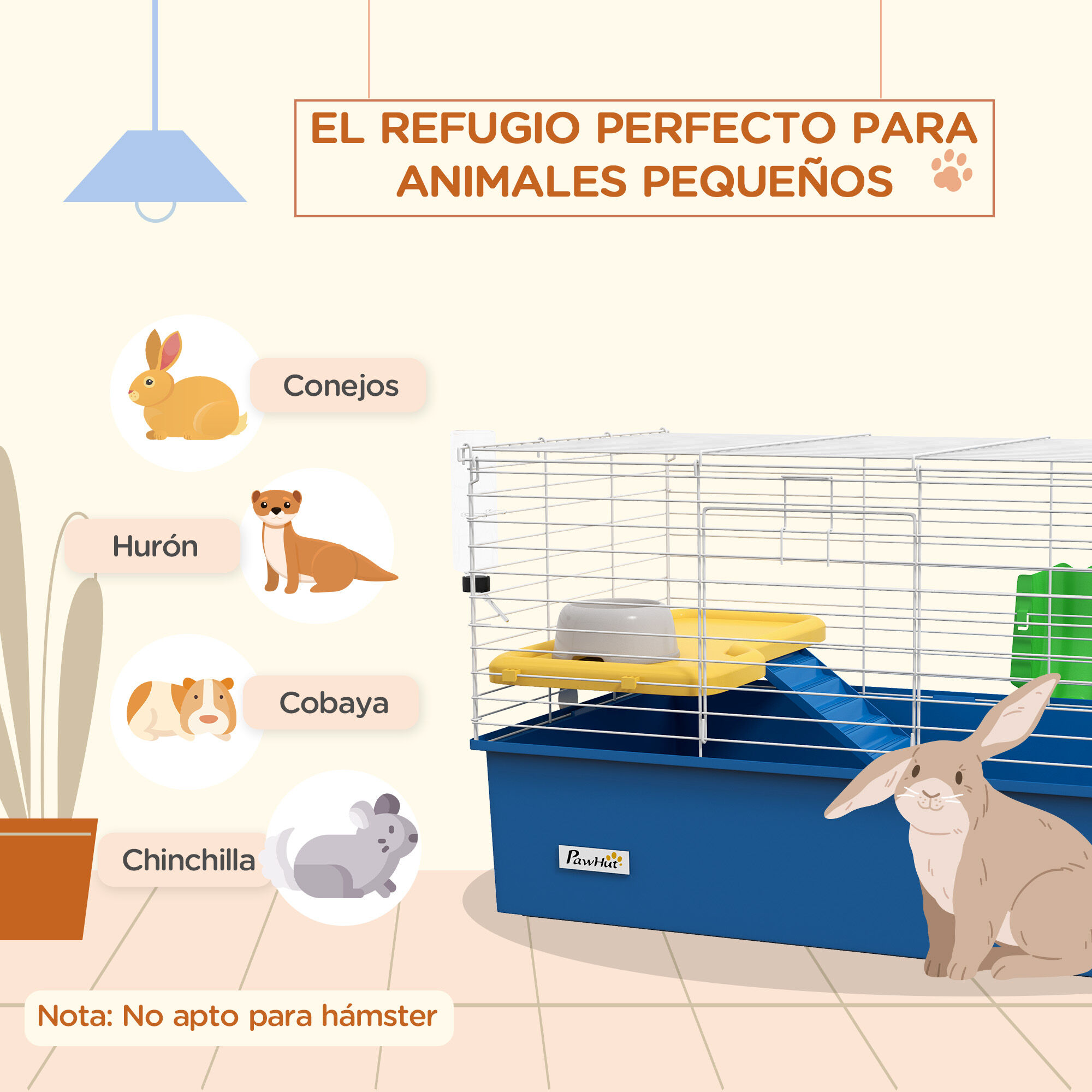 PawHut Jaula Animales Pequeños Azul y Blanco thumbnail