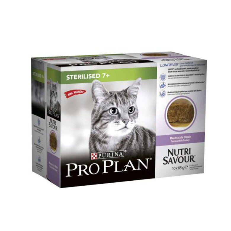 Pro Plan NutriSavour Sterilised 7+ Pavo tarrina para gatos, , large image number null