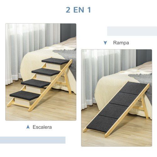 PawHut escalera plegable de madera 2 en 1 para perros, , large Imagen numero 4
