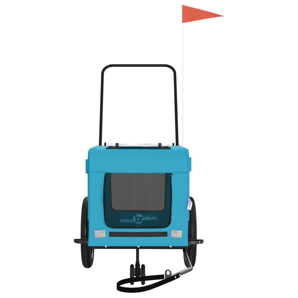 vidaXL Remolque de bicicleta mascotas hierro tela Oxford azul gris, , large Imagen numero 8