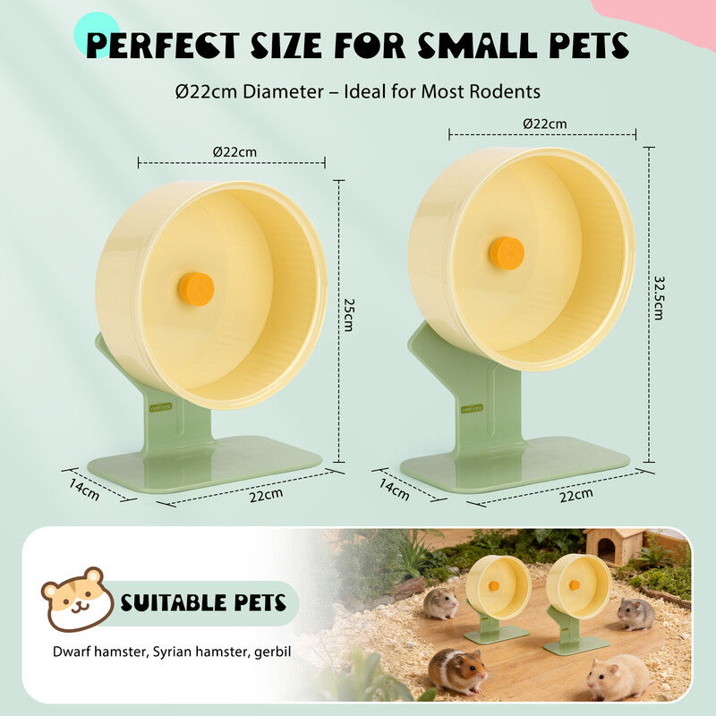 Nobleza Rueda de Ejercicio para H&aacute;mster de 22 cm &ndash; Silenciosa, Altura Ajustable, Base Antivuelco y Pista sin Costuras &ndash; Accesorios para Jaula de Sirios, Gerbos y Erizos, , large Imagen numero 4