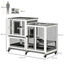 PawHut Conejera de Madera para Interior Jaula para Conejos Mascotas Pequeñas de 2 Niveles con 6 Ruedas 2 Escaleras 3 Bandejas Extraíbles y Zona Abierta 110x50x86 cm Gris, , large indicador imagen numero 3
