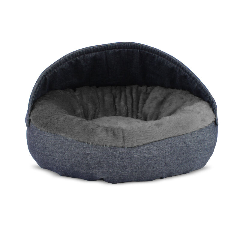 Gauty Cama Redonda para Perros y Gatos  Denim y pelo - Azul y gris, , large Imagen numero 1