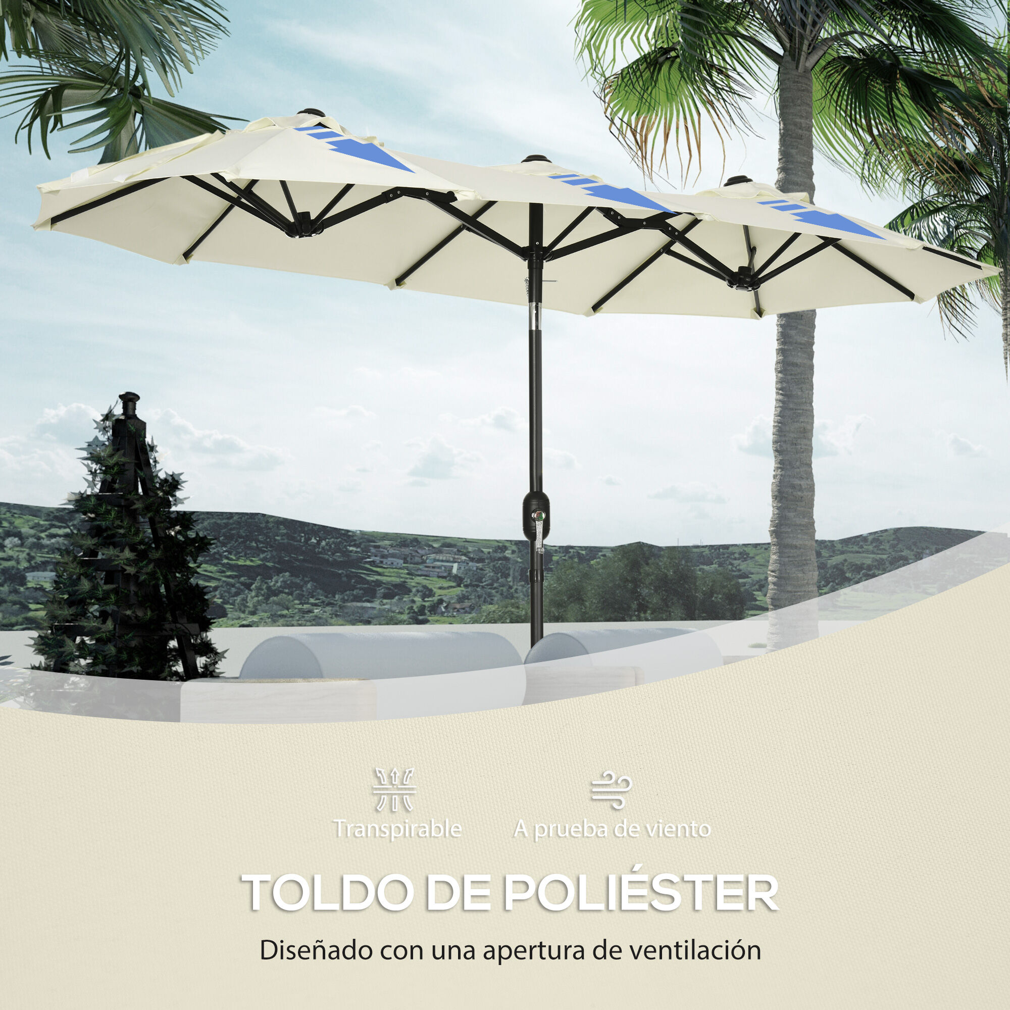 Outsunny Sombrilla Doble 285x147x227 cm thumbnail