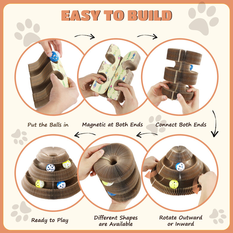 Nobleza 2 Pack Magic Arch Bridge Juguete Rascador Interactivo de Cartón con Bola de Campana para Gatos thumbnail