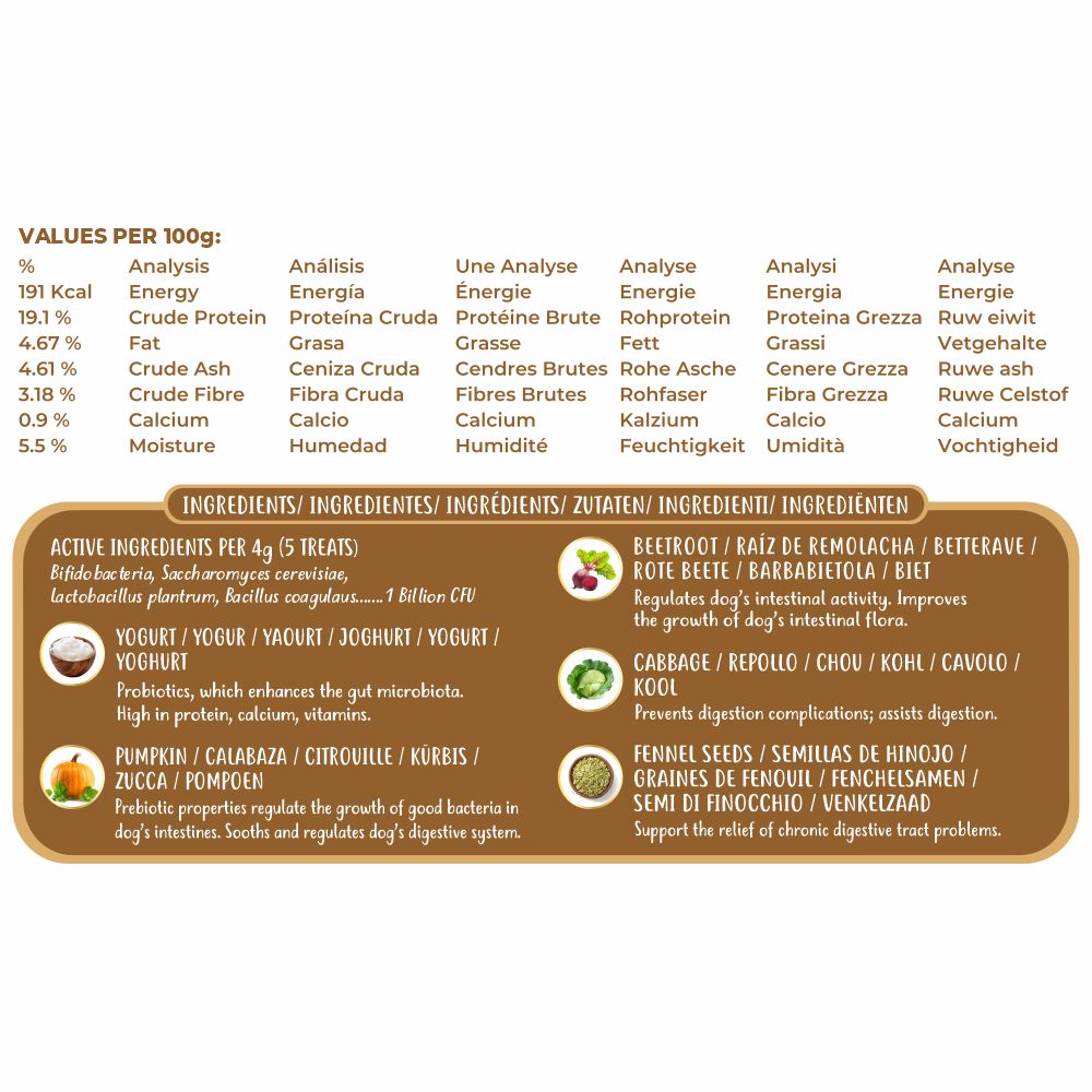 Golosinas prebi&oacute;ticas y probi&oacute;ticas para perros: calabaza y yogur (38 g/1,34 oz), , large Imagen numero 3