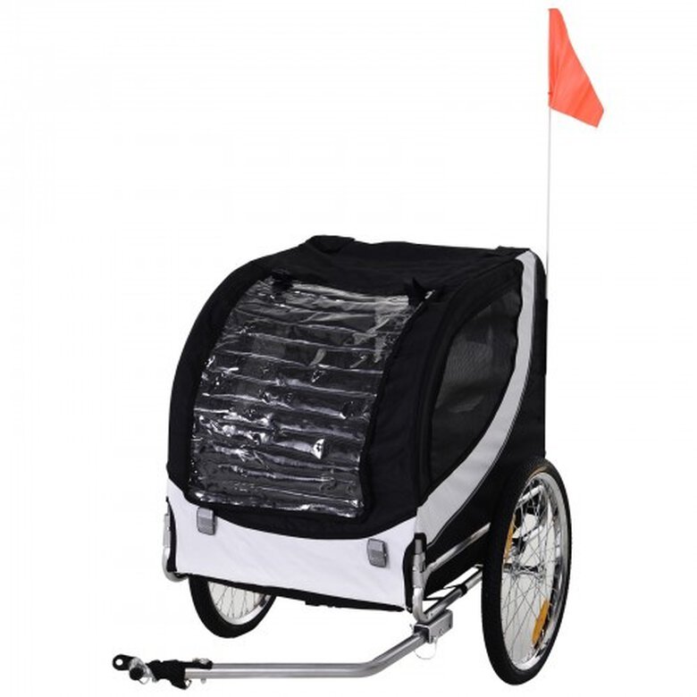 Remolque de bicicleta PawHut para perros color Blanco/Negro, , large image number null