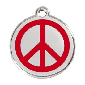 Red Dingo Placa identificativa Acero Inoxidable Esmalte Paz Rojo para perros