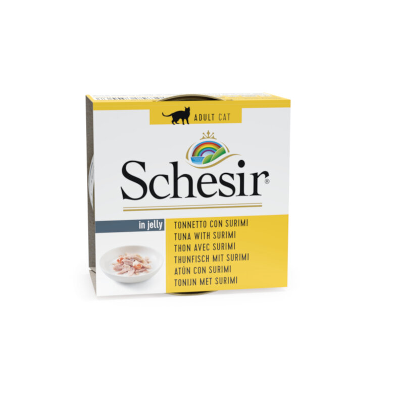 Schesir Adult Atún y Surimi en gelatina lata para gatos, , large image number null