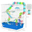 PawHut Jaula para Hámster 59x36x69 cm Casa para Animales Pequeños con Túnel Plataformas Cuenco Bebedero Casita Rampas y Rueda de Ejercicio Azul, , large indicador imagen numero 3