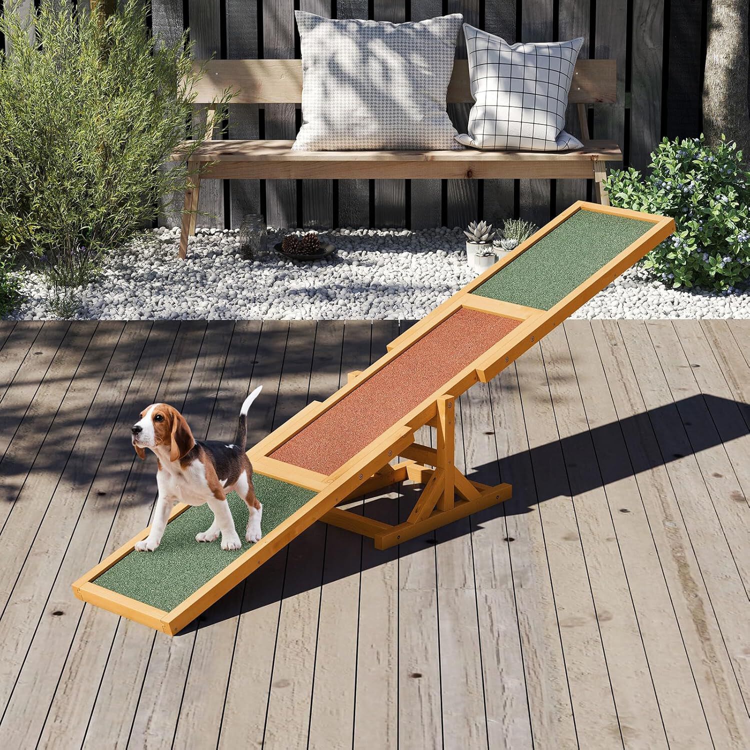 COSTWAY Balanc&iacute;n de Agilidad para Perros de Madera, Equipo de Entrenamiento con Superficie Antideslizante, Soporte Estable, Capacidad 60 kg, Ideal para Perros, Interior y Exterior (Amarillo), , large Imagen numero 2