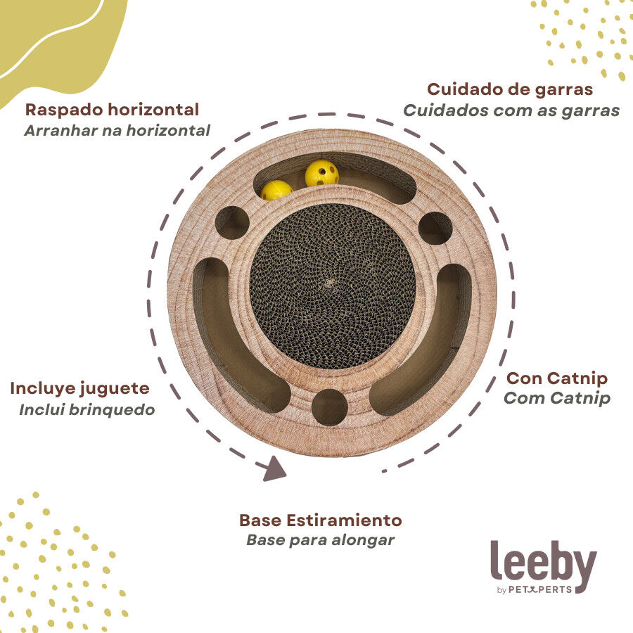 Leeby Pelusa rascador de cart&oacute;n con bola y estampado madera para gatos, , large Imagen numero 4