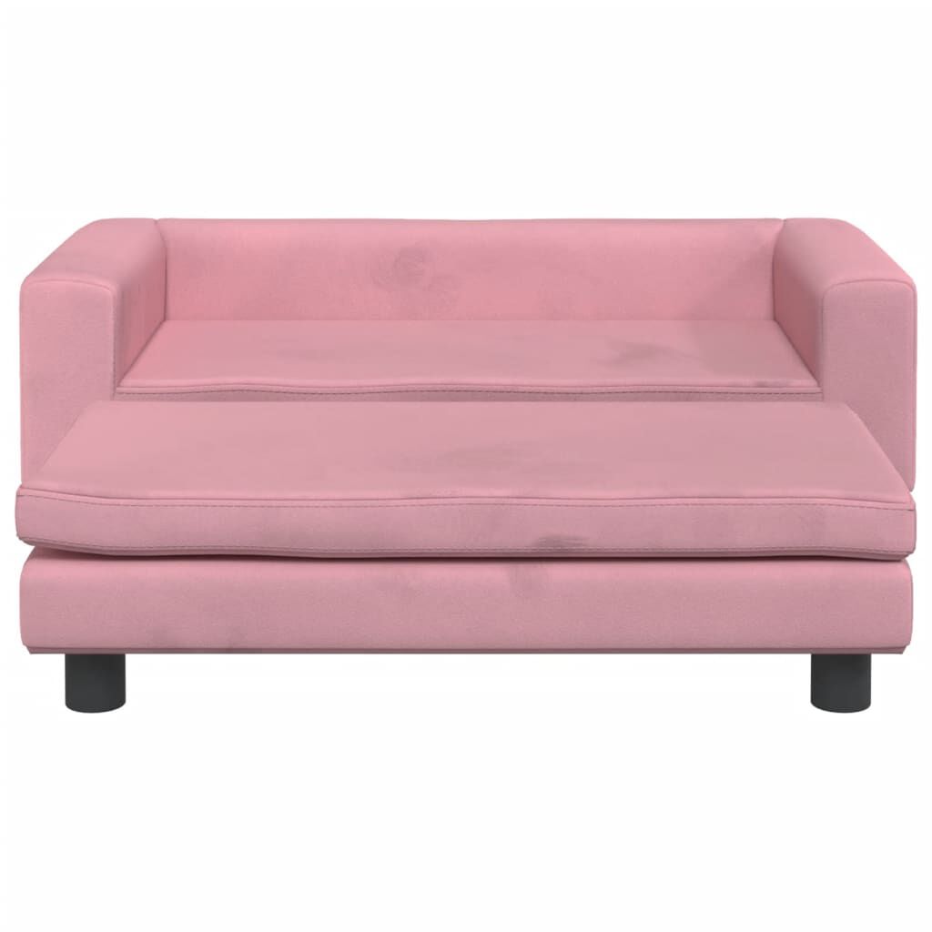 vidaXL Cama para perros con extensi&oacute;n terciopelo rosa 100x50x30 cm, , large Imagen numero 2