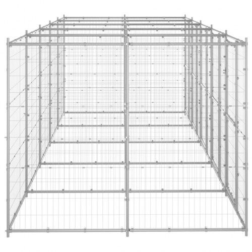 Vidaxl perrera con puertas de bisagra plateado para perros, , large Imagen numero 18