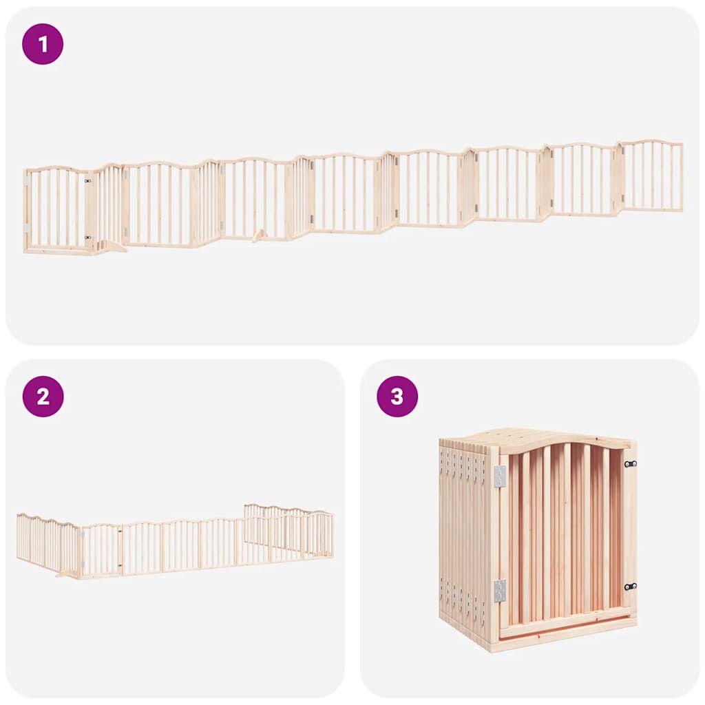 vidaXL Puerta para perros plegable 15 paneles madera de &aacute;lamo 750 cm, , large Imagen numero 8