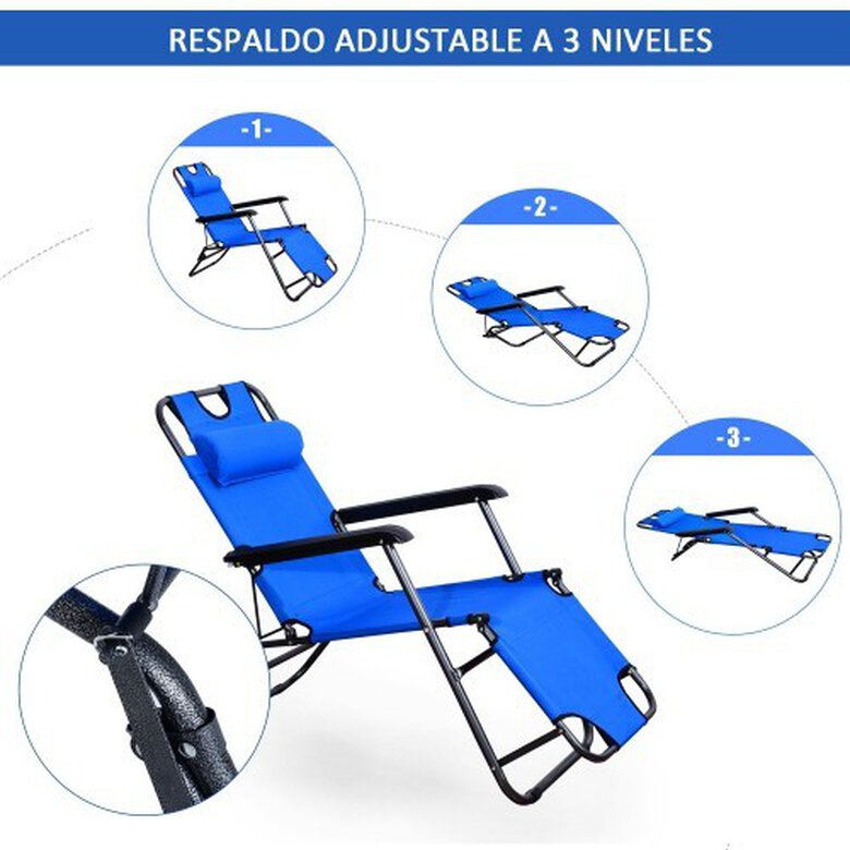 Tumbona reclinable Outsunny de Jardín color Azul, , large image number null