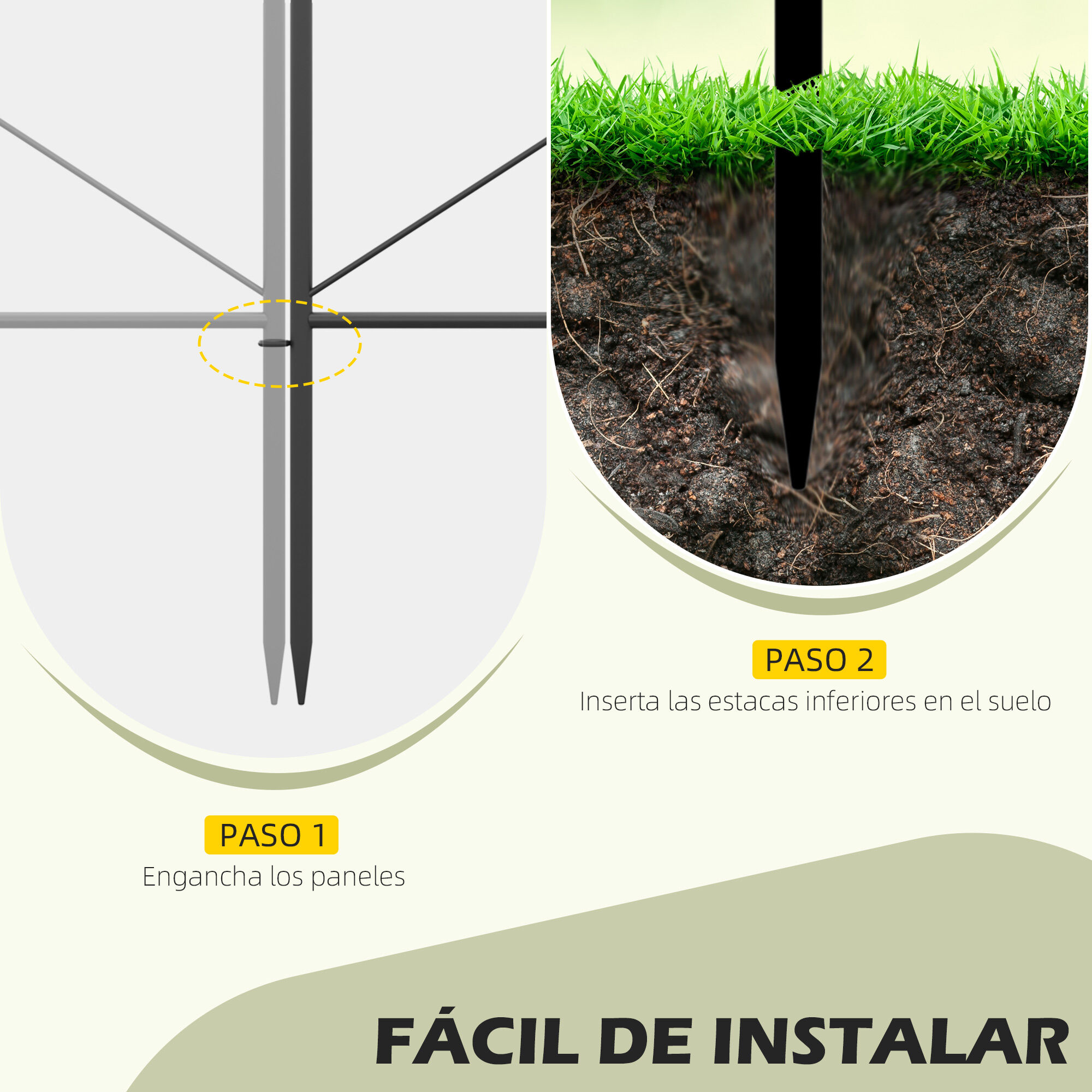 Outsunny Vallas Decorativas para Jard&iacute;n de 5 Paneles 305x62 cm Cerca de Privacidad de Metal con Estacas y Bordes de C&eacute;sped Barrera para Animales Negro, , large Imagen numero 4