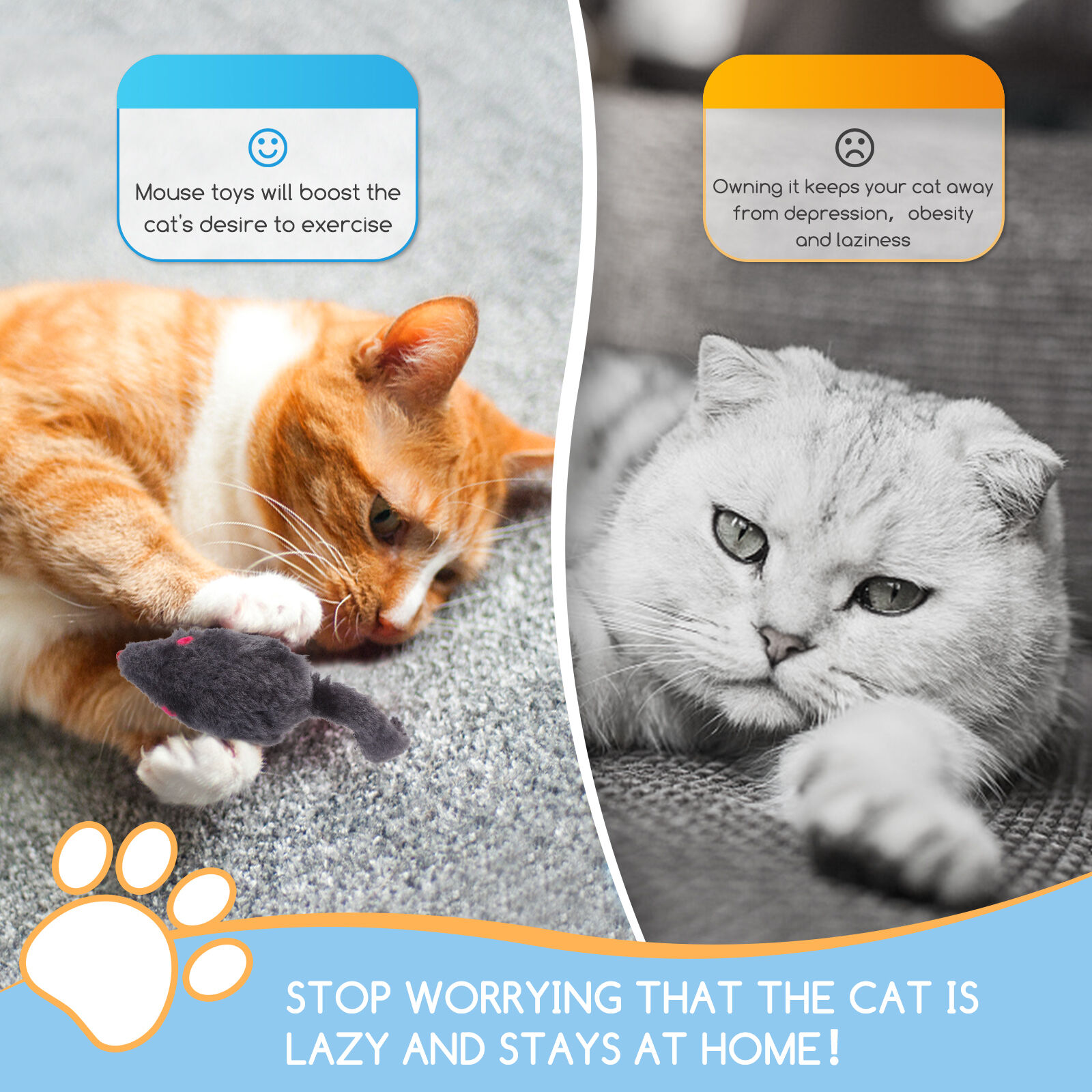 Nobleza-Juguetes para Gatos,Ratones para Gatos,6 Piezas 7,5cm, Que juegan a Masticar Dientes Limpieza Realista Juguete,Gatos Perros Simulaci&oacute;n Juguete de Rat&oacute;n,Colores Variados, , large Imagen numero 5