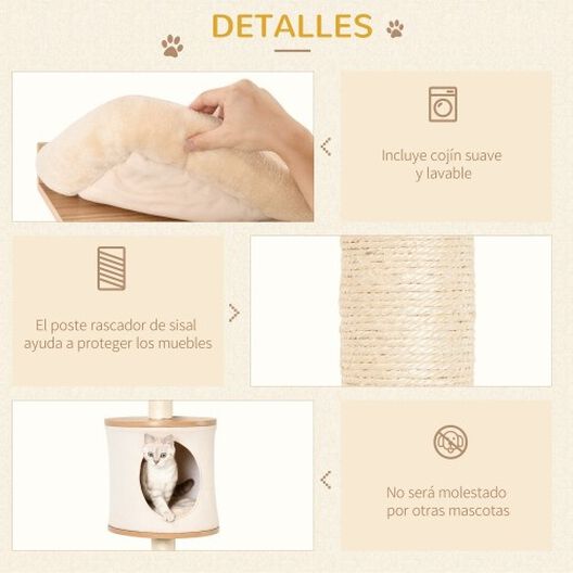 PawHut Árbol de Pared con Plataformas para gatos, , large image number null