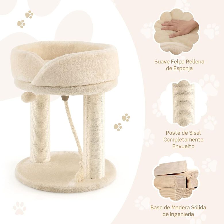 COSTWAY Árbol Rascador 4 en 1 Beige para Gatos thumbnail