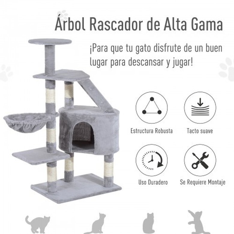 Pawhut árbol rascador con poste gris para gatos, , large image number null