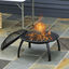 Outsunny Brasero Exterior Ø55 cm Chimenea Hoguera Portátil para Calefacción Barbacoa Terraza Patio Camping Jardín con Cubierta de Malla Atizador de Fuego Negro, , large indicador imagen numero 2