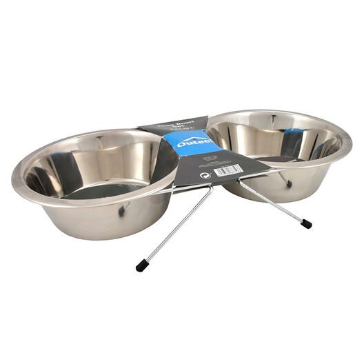 Outech Comedero doble de acero inoxidable para perros y gatos, , large image number null