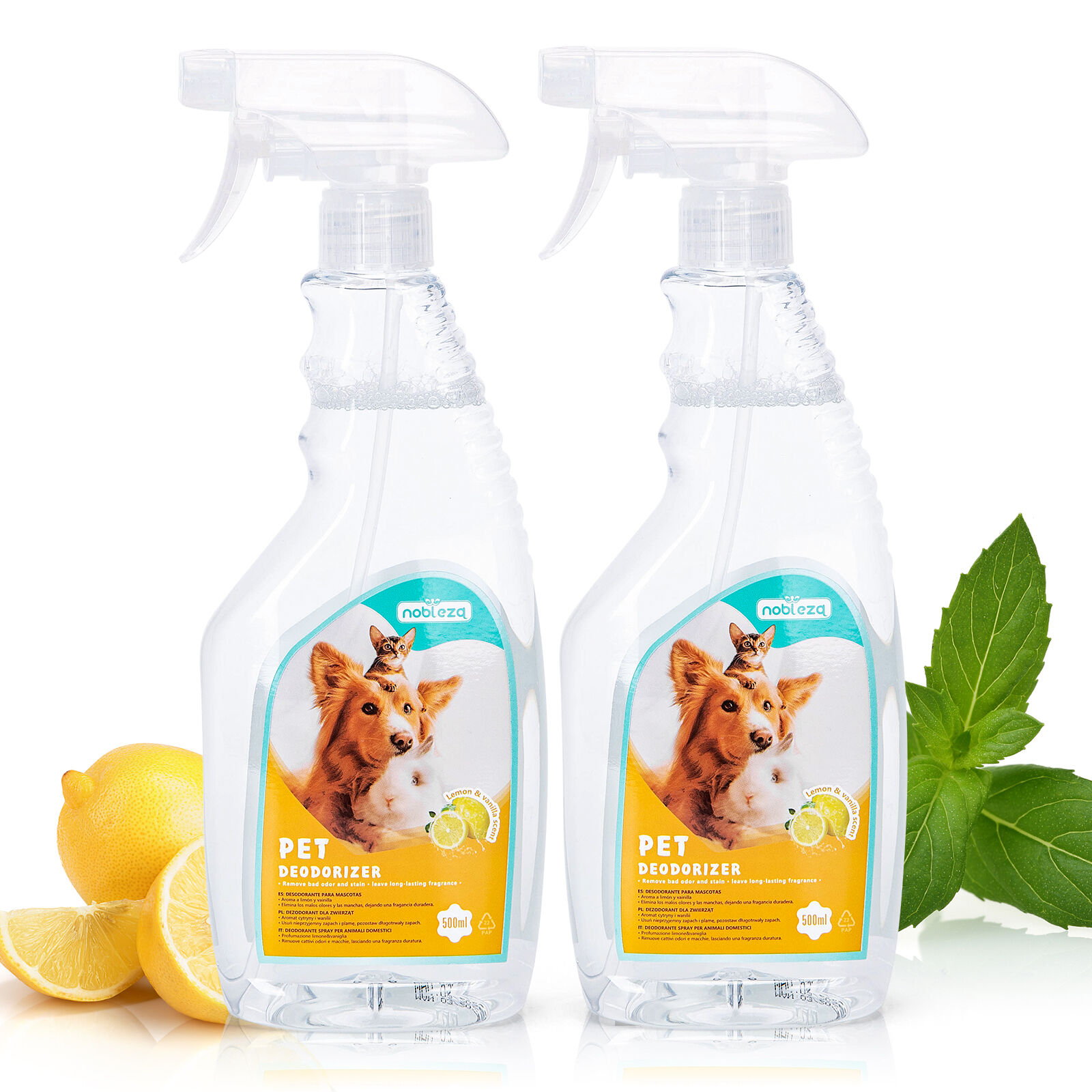 Nobleza - 2 &times; Spray Desodorante de Mascotas para Perros y Gatos Duradero, Eliminador de Olores Mascotas Sin Alcohol, Desodorizaci&oacute;n Suave, para Mascotas, Gatos, Perros,500 ml, , large Imagen numero 1
