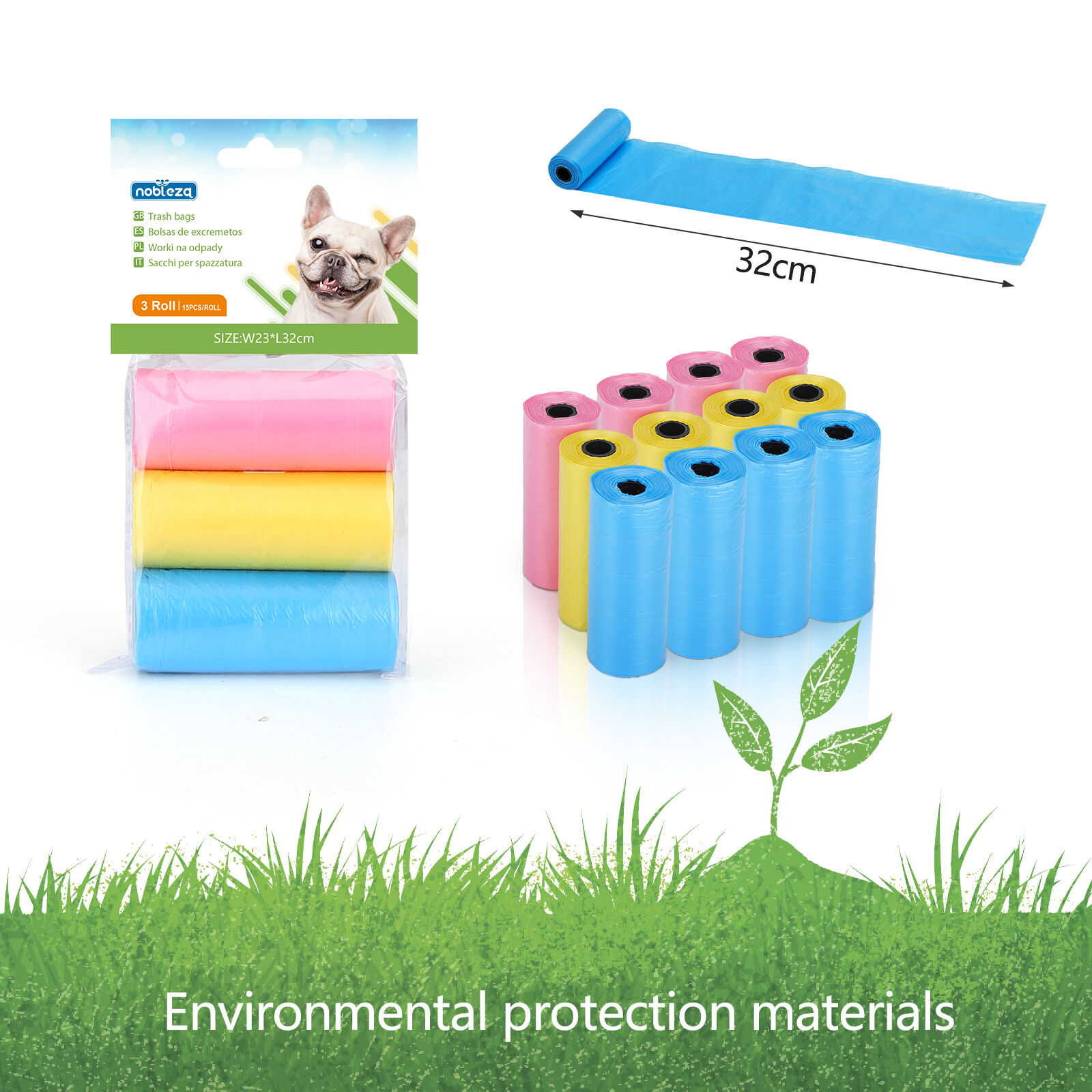 Nobleza Bolsas Caca Perro, 1080 Unidades Bolsas Excrementos Perros, Extra Grueso, Fuerte y a Prueba. 3 Rollos por Pack, 72 Rollos, 3 Colors, , large Imagen numero 2