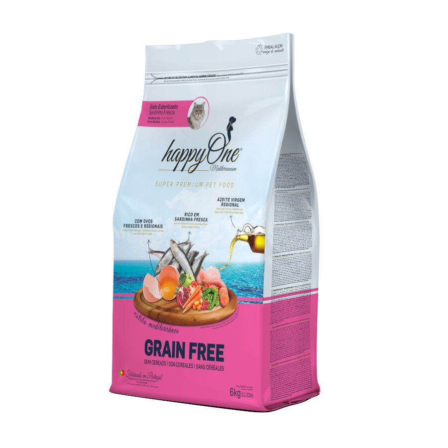 happyOne Mediterraneum Adult Estrerilizado Grain Free de Sardina pienso para gatos
