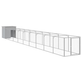 vidaXL Caseta perros corral acero galvanizado color gris claro para perros