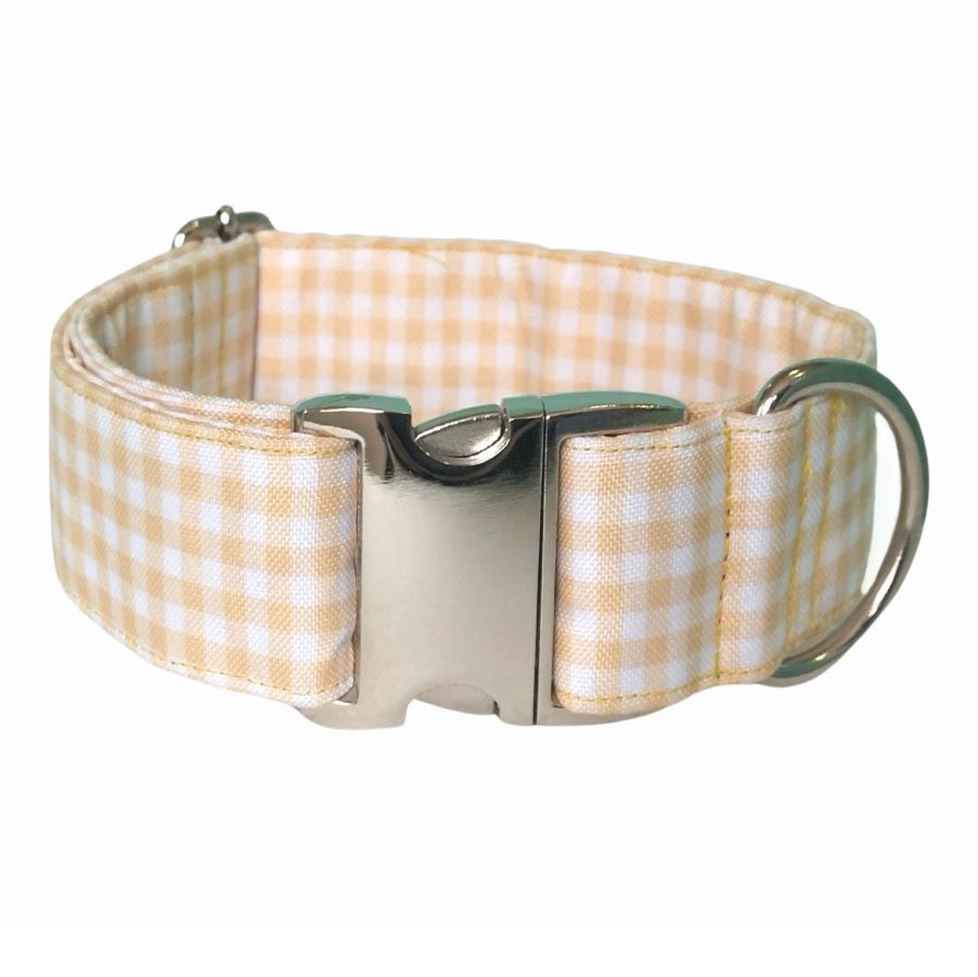 Collar para perro "Vichy yellow" T.S/hebilla met&aacute;lica/ Color amarillo, , large Imagen numero 1