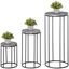 Outsunny Soportes para Plantas de Metal 3 Piezas Apilables Estantes Porta Macetas Decorativos con Efecto de Mármol para Interiores y Exteriores Ø30,5x70,5 cm Gris y Negro, , large indicador imagen numero 1